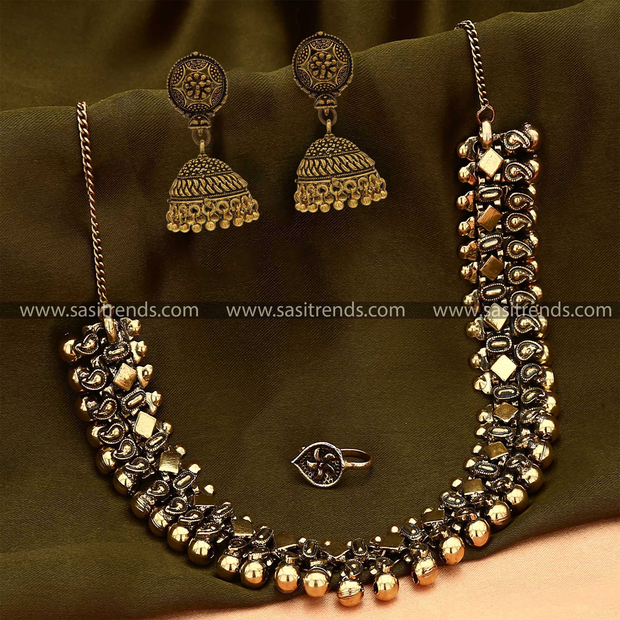 Haara Antique Gold Plated Nosepin Combo Jewellery Set Navarathiri Special Sasitrends Online Shopping