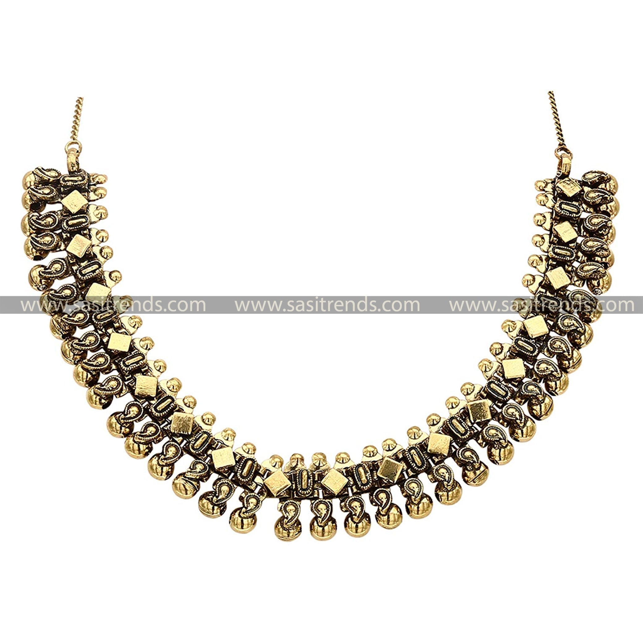 Trendy Oxidised Antique Gold Plated Necklace Sasitrends Online Shopping