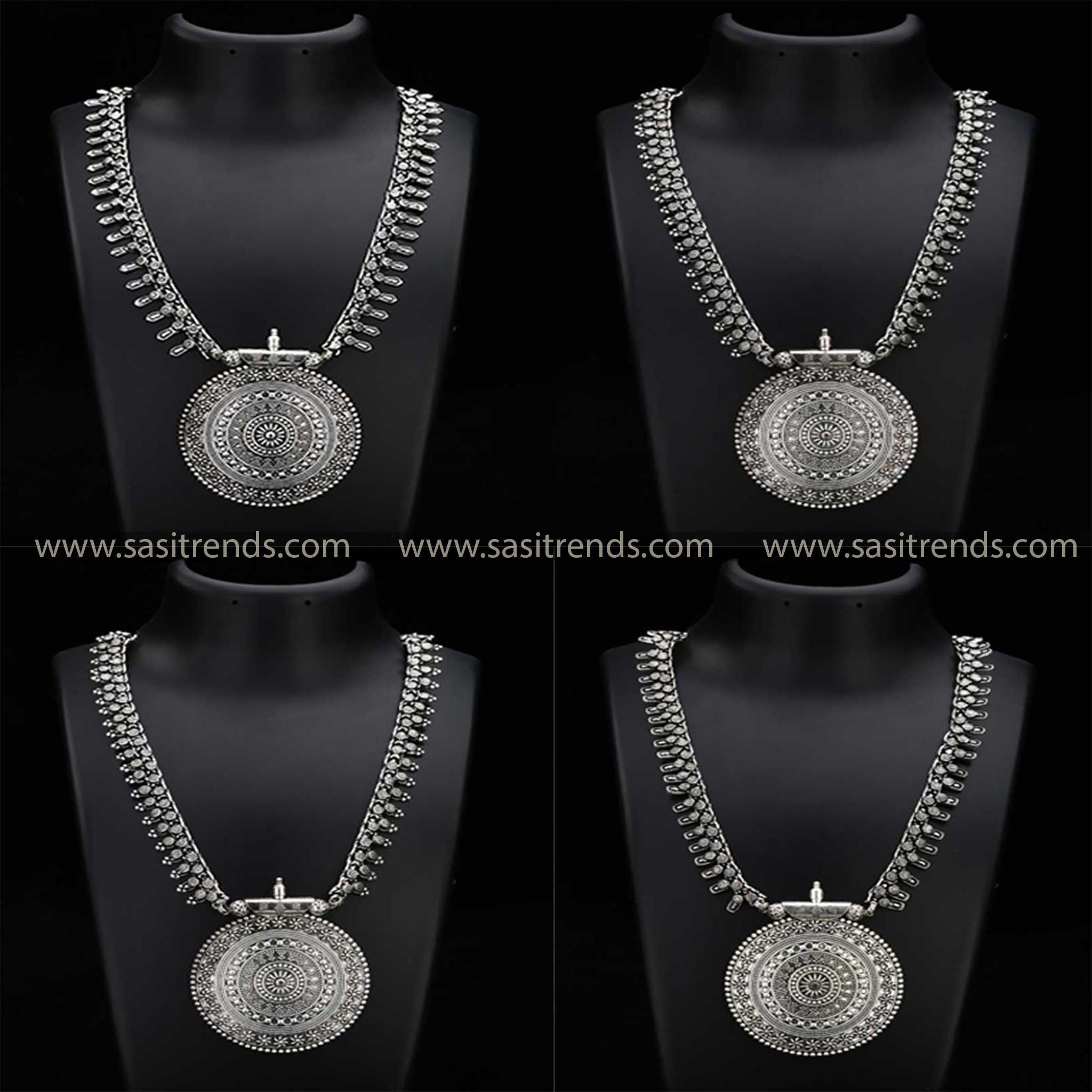 Latest Oxidised Necklace Long Pendant Niranjana Chakara Pendant Sasitrends Online Shopping