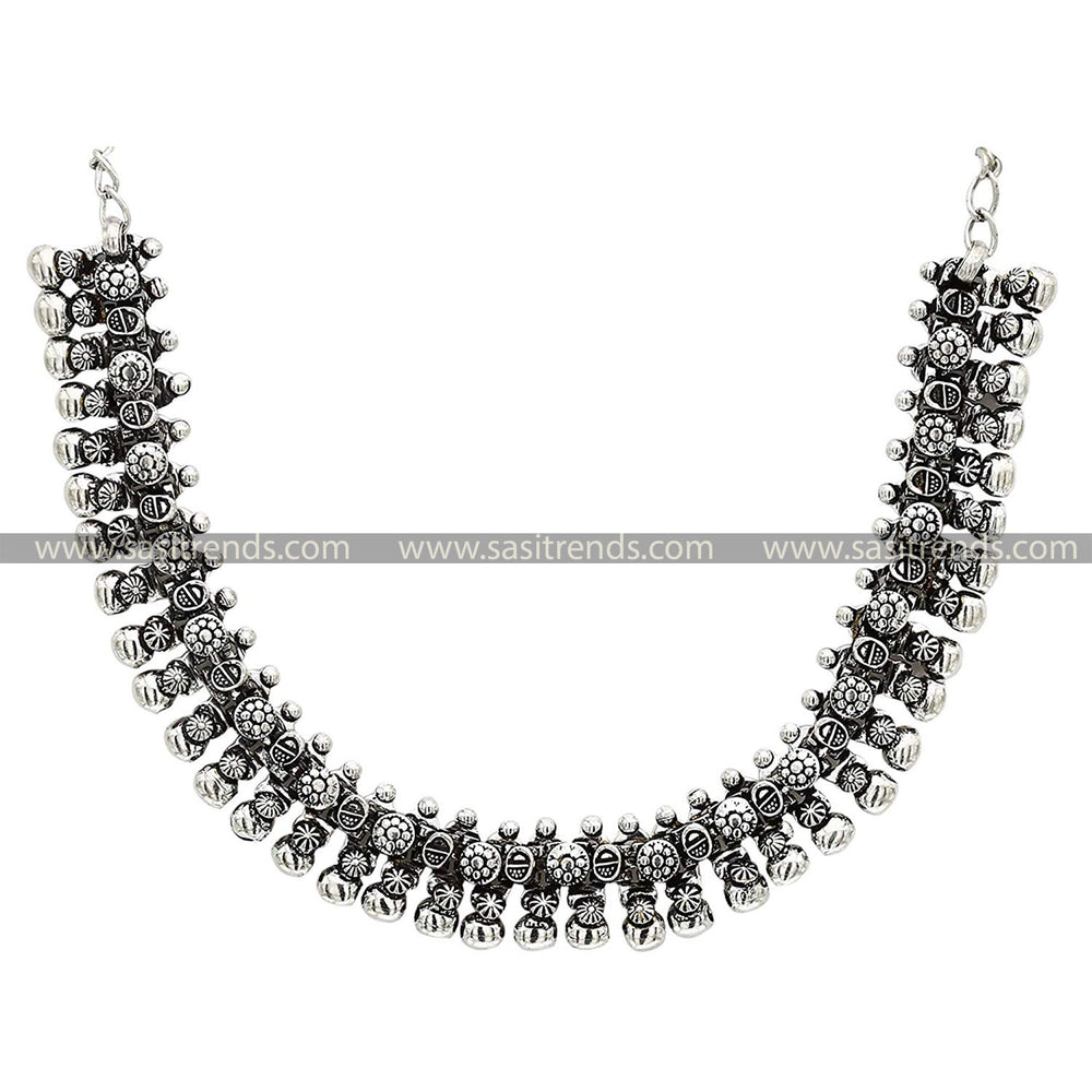 Traditional Oxidised Silver Necklace Sasitrends Online Shopping