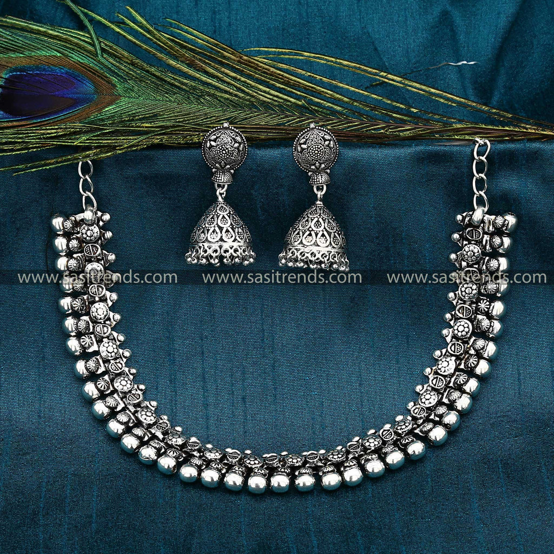 Latest Oxidised Jhumka Earrings Jewellery Set For Navarathiri Sasitrends