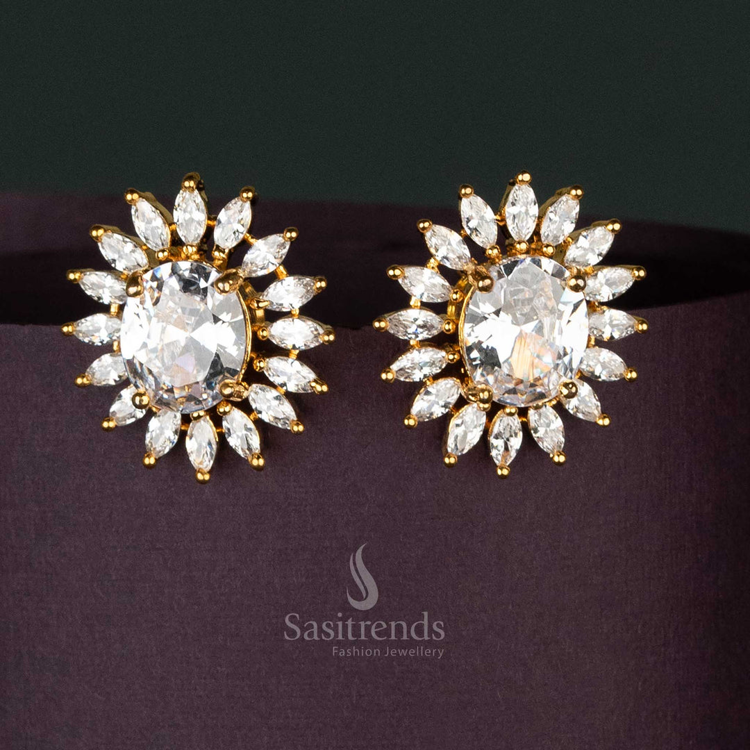 American Diamond white stone gold plated party wear- Sasitrends