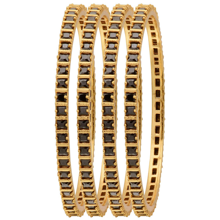 One Gram Micro Gold Plated Guaranteed Black AD Stone Studded Addigai Bangles