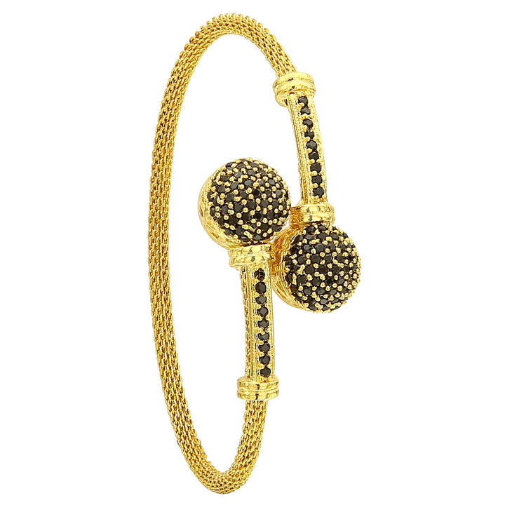 Latest Micro Gold Plated Modern Black Stone Bracelet - Sasitrends 