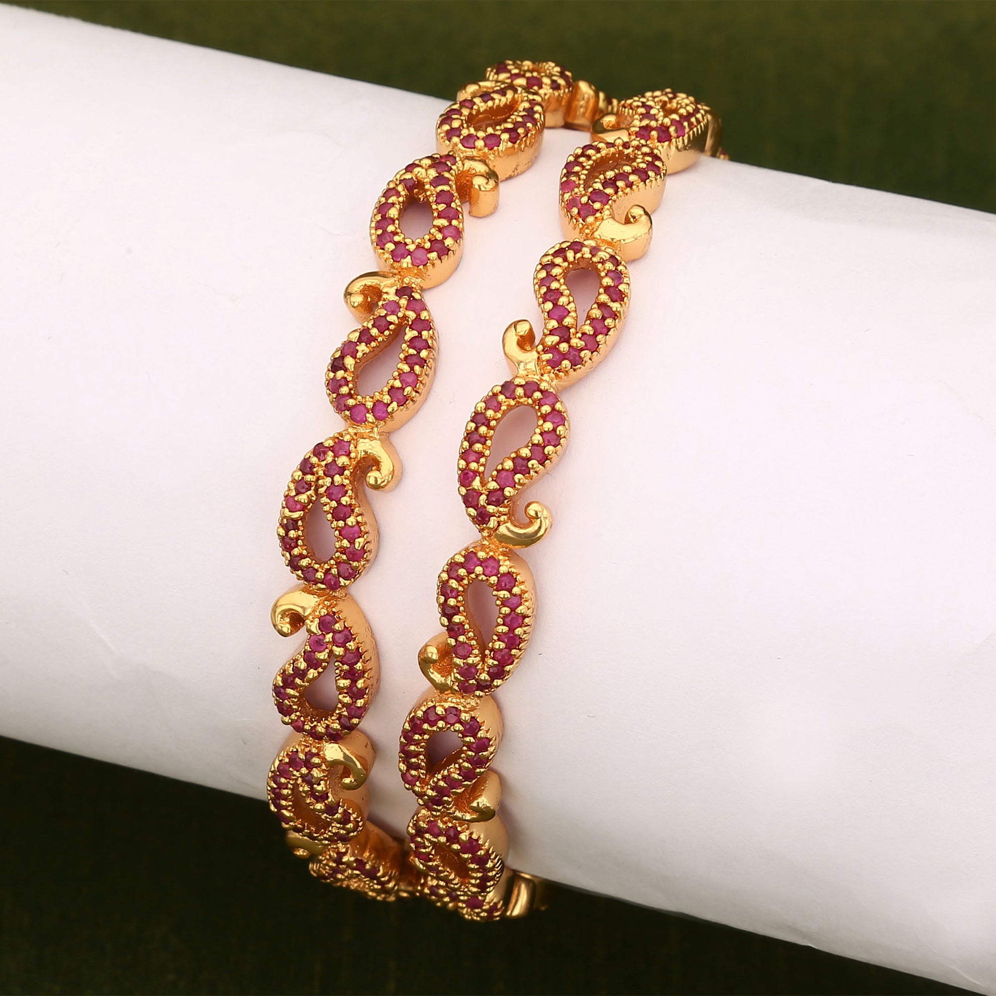 AD Pink Stone Studded Bangles Sasitrends Online Shopping