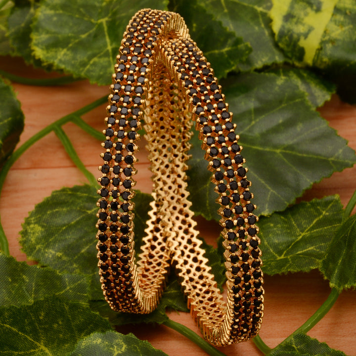 Black Guaranteed Micro Gold Plated AD Stone Bangles Online Shopping