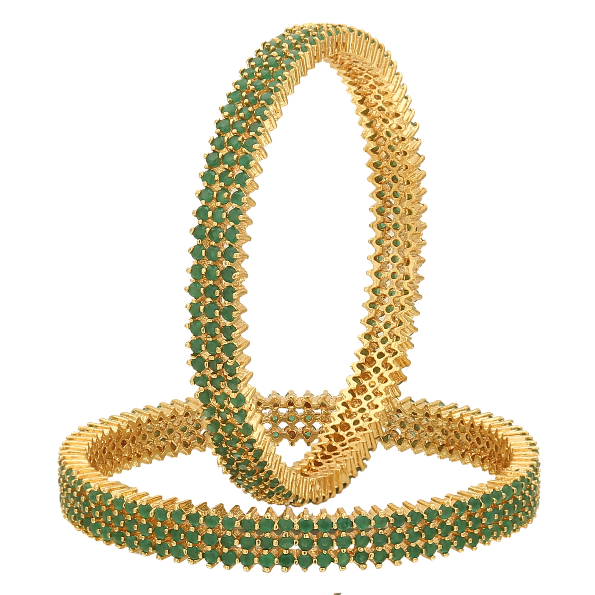 Green Guaranteed Micro Gold Plated AD Stone Bangles Online Shopping