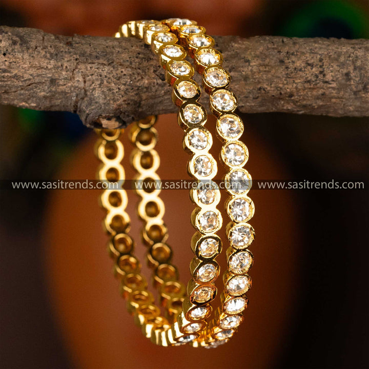 New Arrival: Traditional Wear Micro Gold Plated Para Stones Impon Bangles for Women | Sasitrends