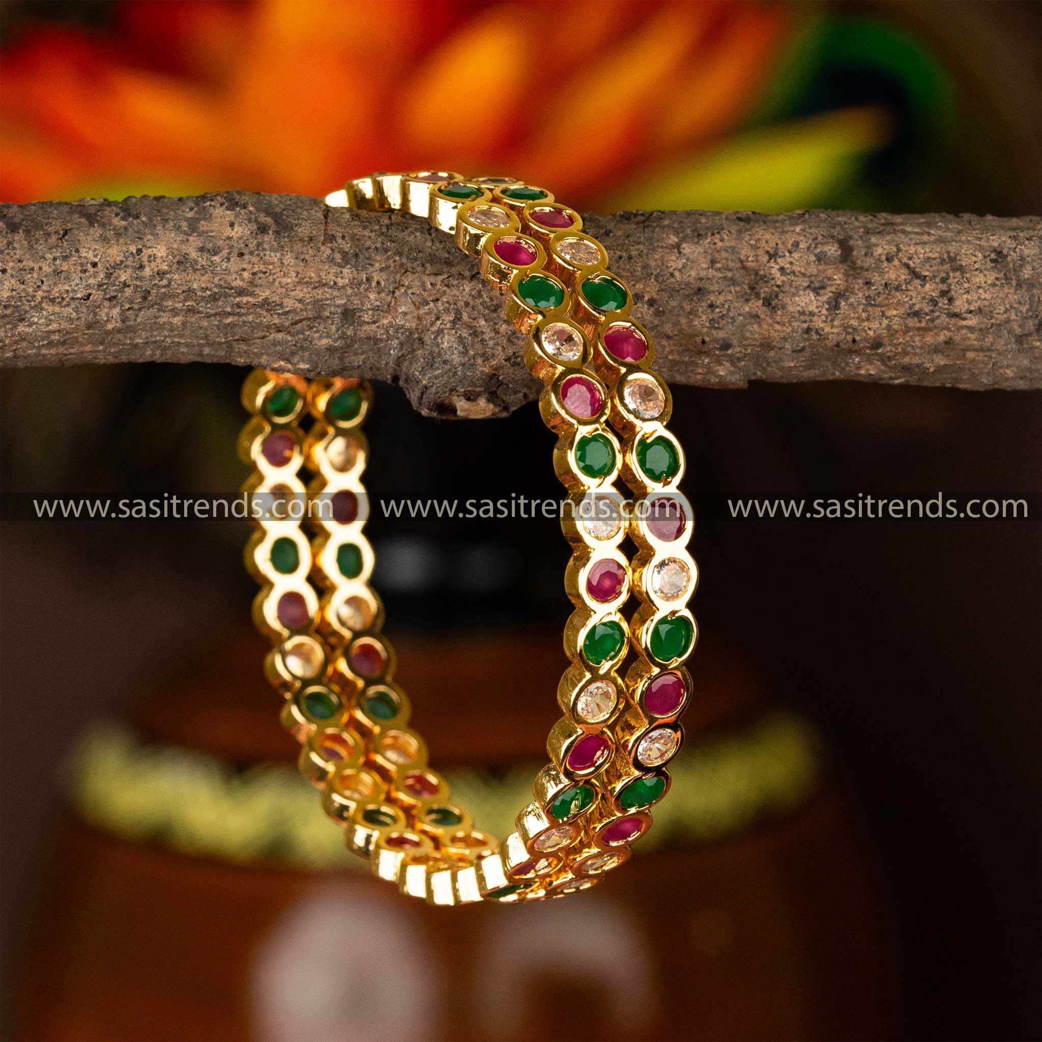 Guaranteed Micro Gold Plated Temple Wear Attigai Bangles