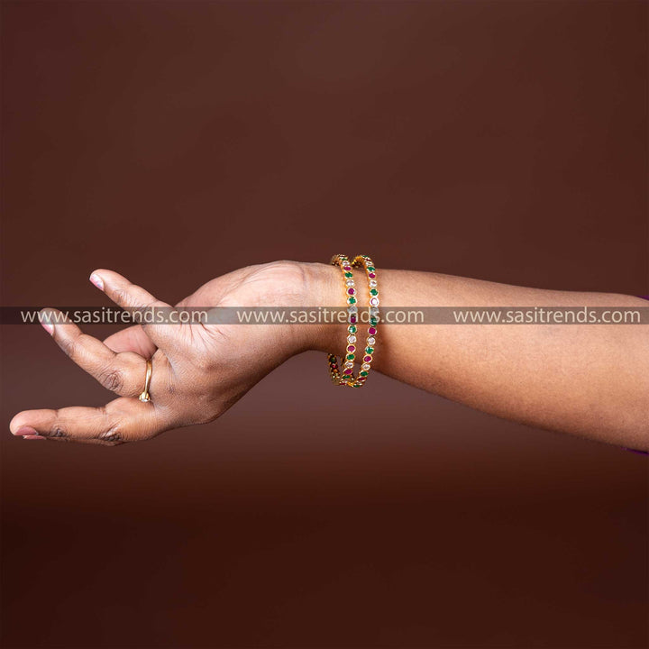 Traditional Micro Gold Plated Multi Addigai Bangles Sasitrends