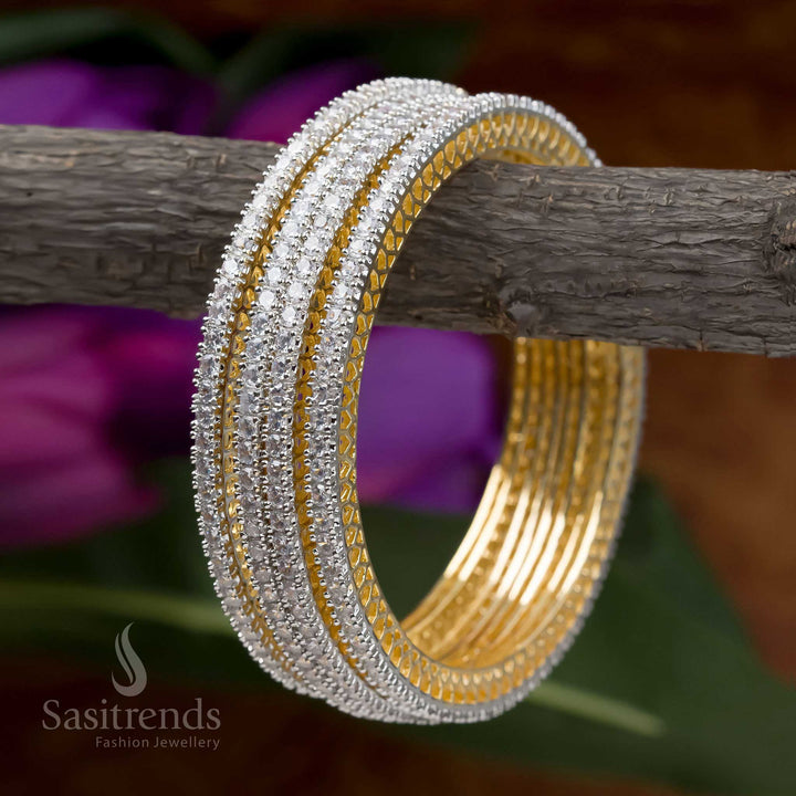 Radiate Glamour with Our Gold Plated American Diamond Bangles - Perfect for Festive Celebrations - Sasitrends