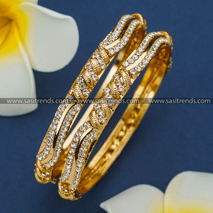 Latest Micro Gold Plated One Gram Sparkling Bangles for Women - Online Shopping | Sasitrends