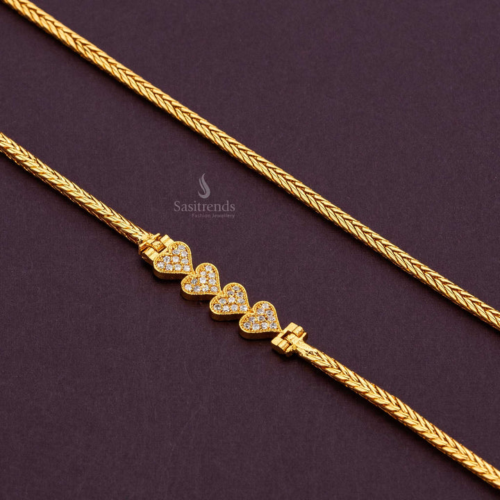 4 White heart AD stone mugappu chain, elegant and traditional design - Sasitrends