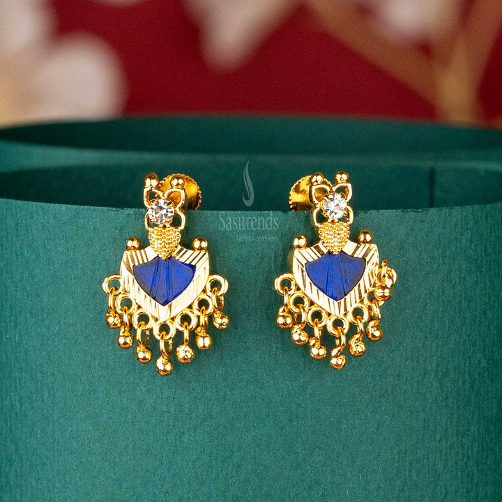 Elegant One Gram Micro Gold Plated Palakka Stone Studded Earrings Sasitrends Online