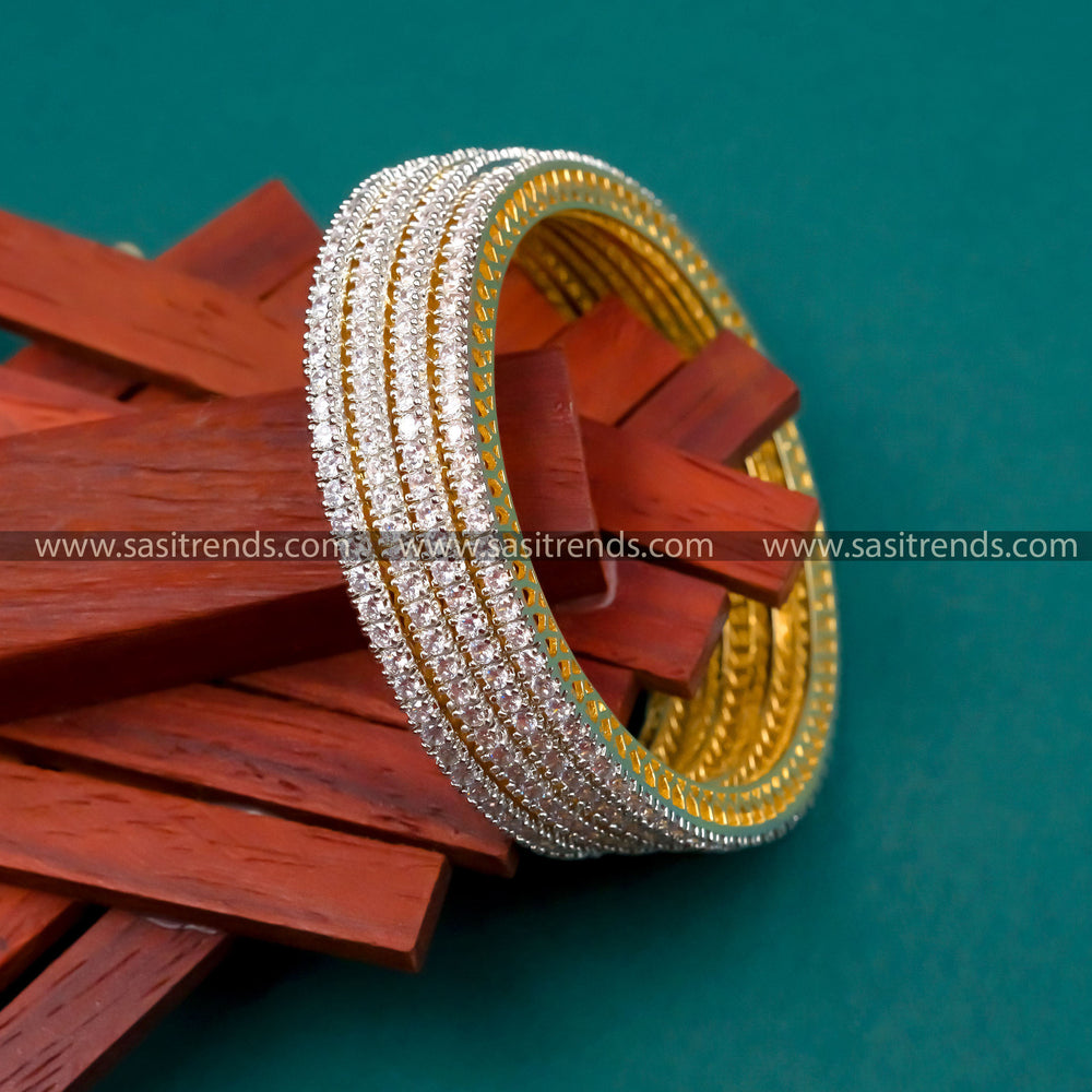 Latest Traditional Gold American Diamond Stones Bangles