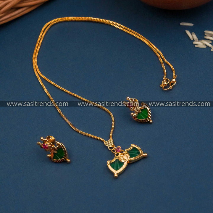 Traditional Micro Gold Plated Palakka Necklace for Kerala Festivals | Sasitrends - Sasitrends