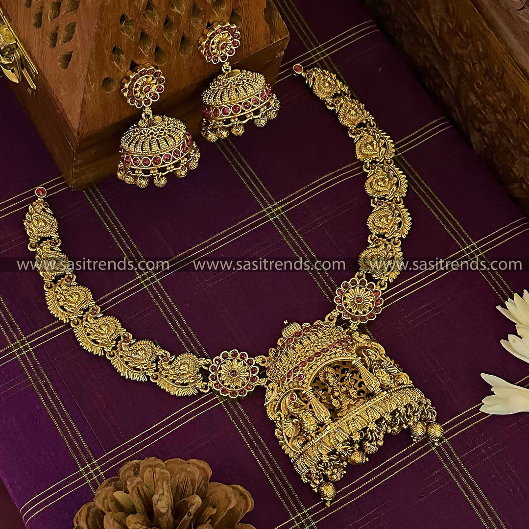 Grand Matte Gold Goddess Lakshmi Bridal Choker Set