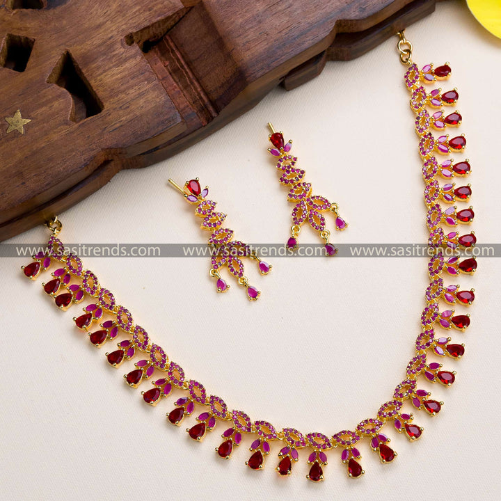 Guaranteed Traditional Micro Gold Plated AD Stone Studded Jewellery Set 