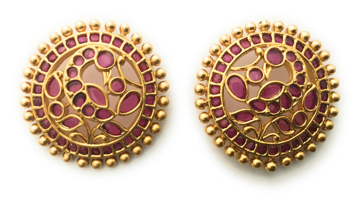 Sublime Beauty: Matte Round Peacock Stud Earrings with Delicate Craftsmanship