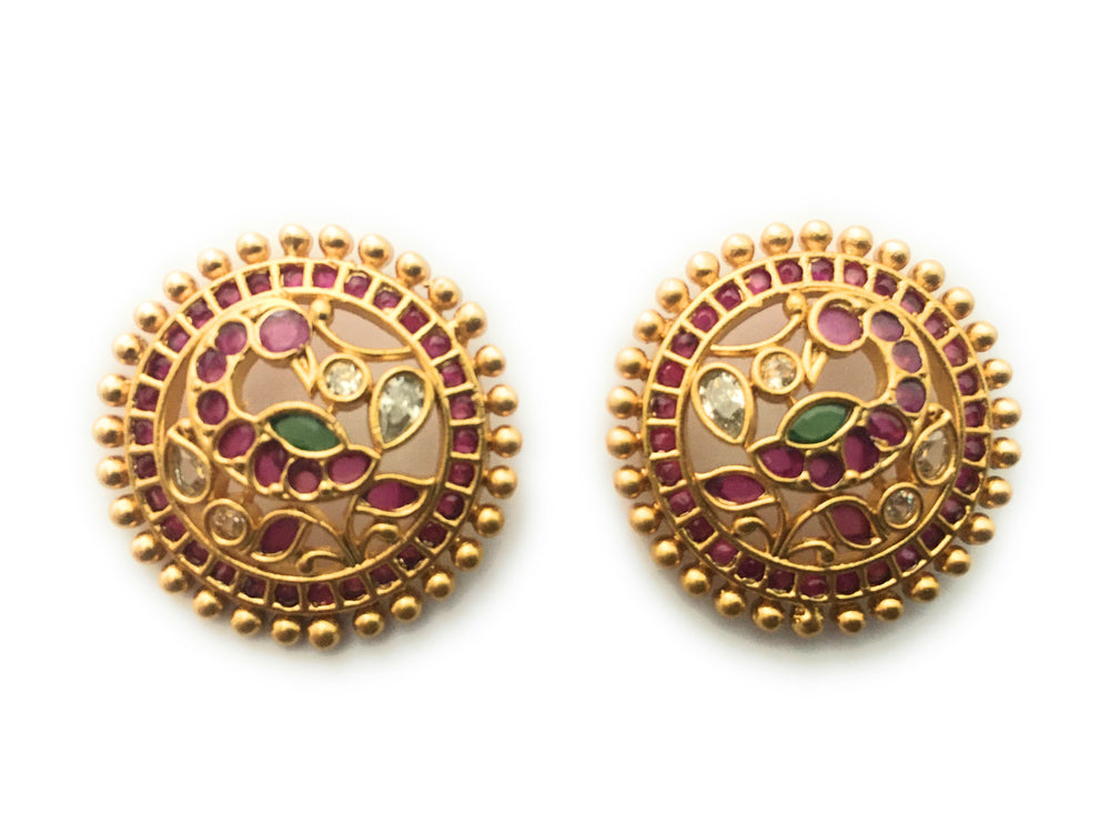 Stunning Matte Round Peacock Stud Earrings: Delicate Artistry Revealed