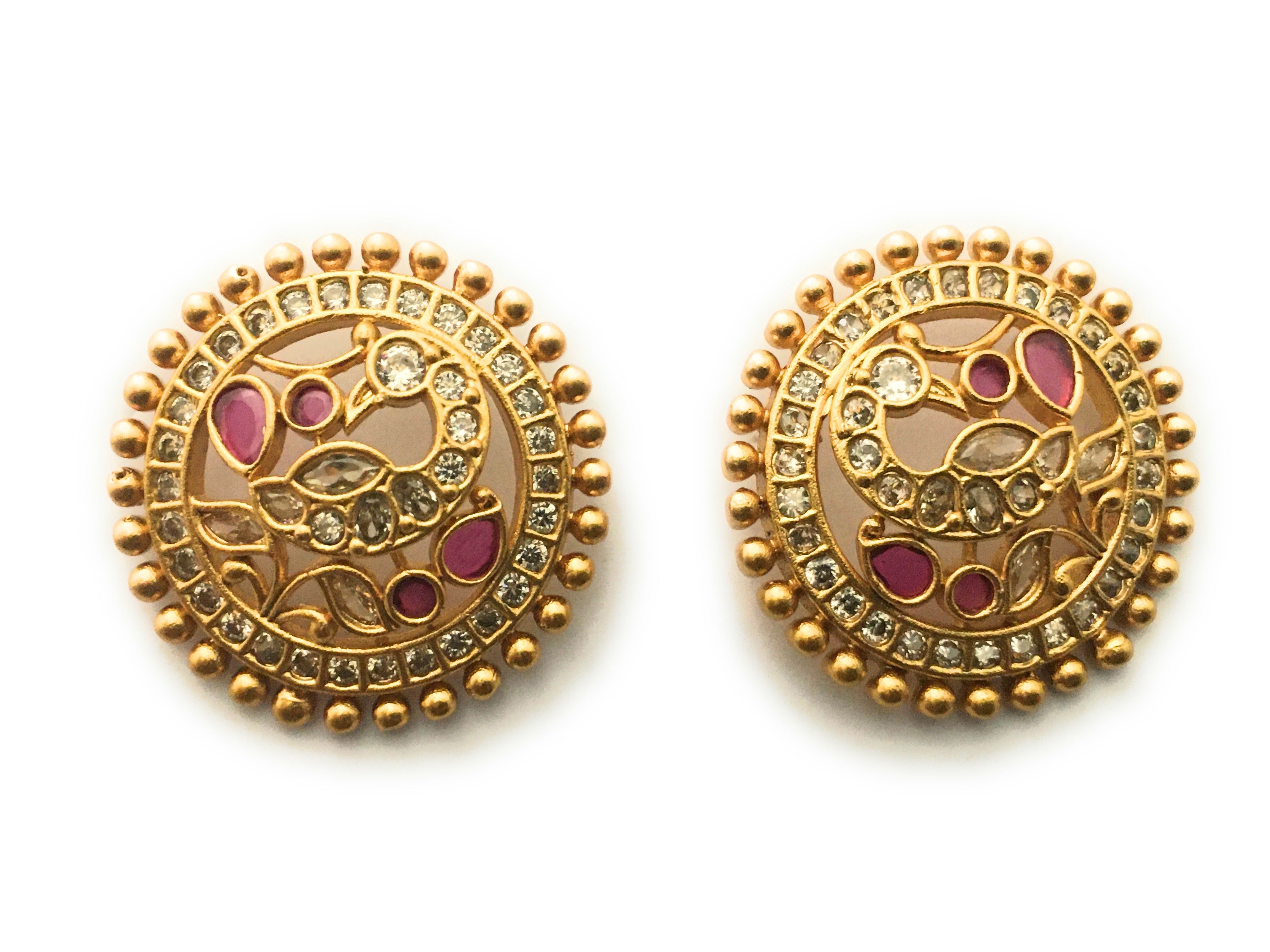 Stunning Matte Round Peacock Stud Earrings: Delicate Artistry Revealed