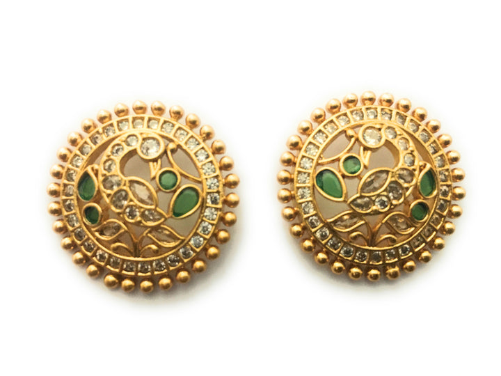 Stunning Matte Round Peacock Stud Earrings: Delicate Artistry Revealed