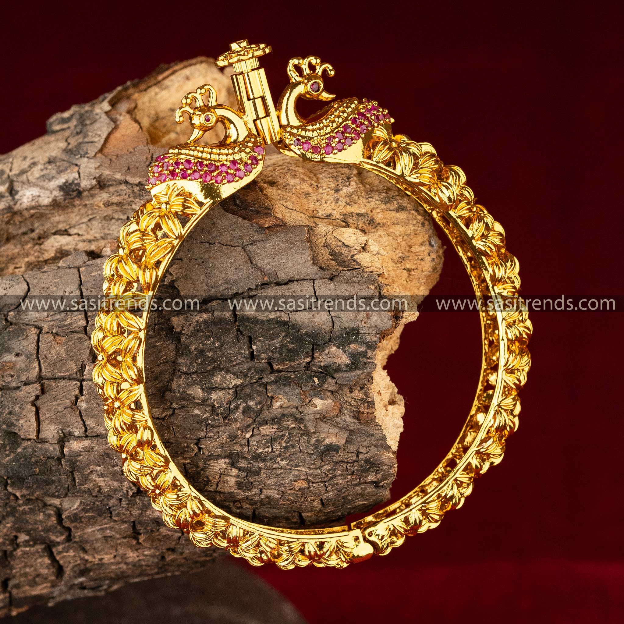 AD Stone Studded Temple Kada Bangle