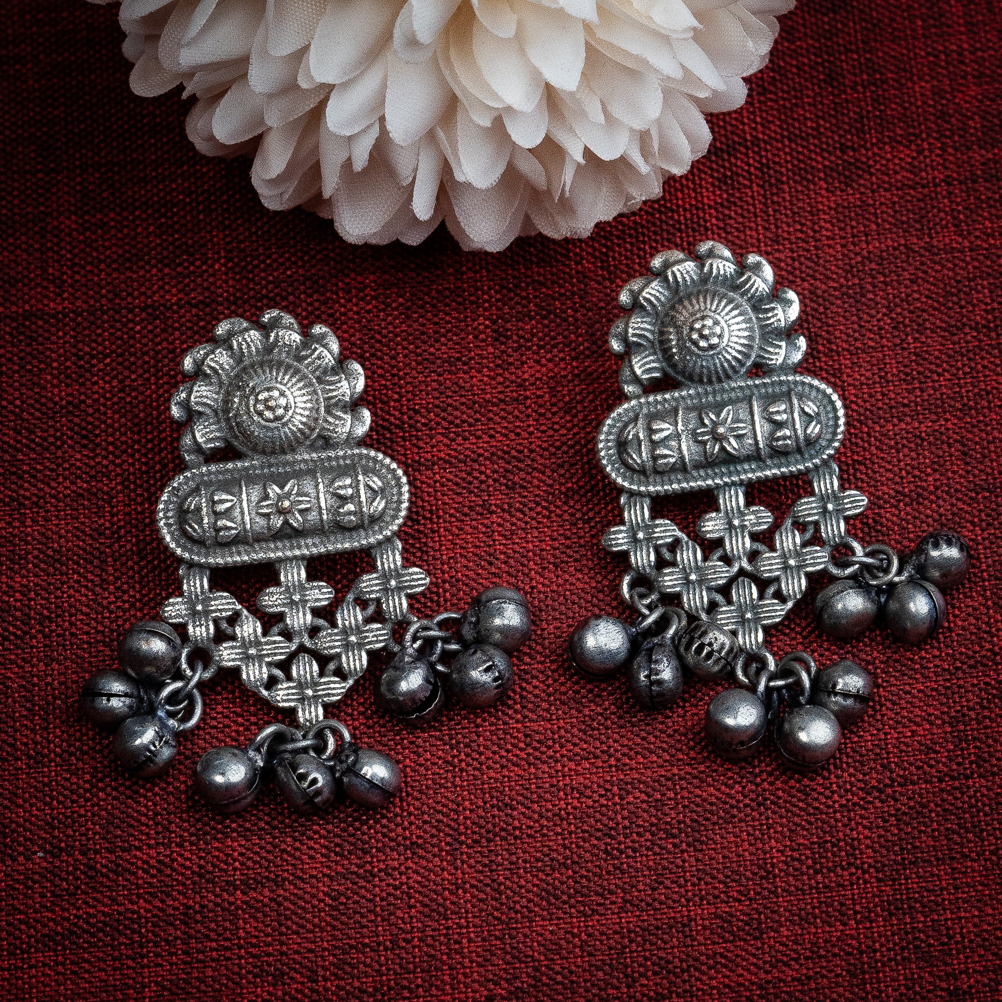 Oxidised Jhumki Earrings - Oxidized Earrings - Silver Oxidised Earring –  Niscka