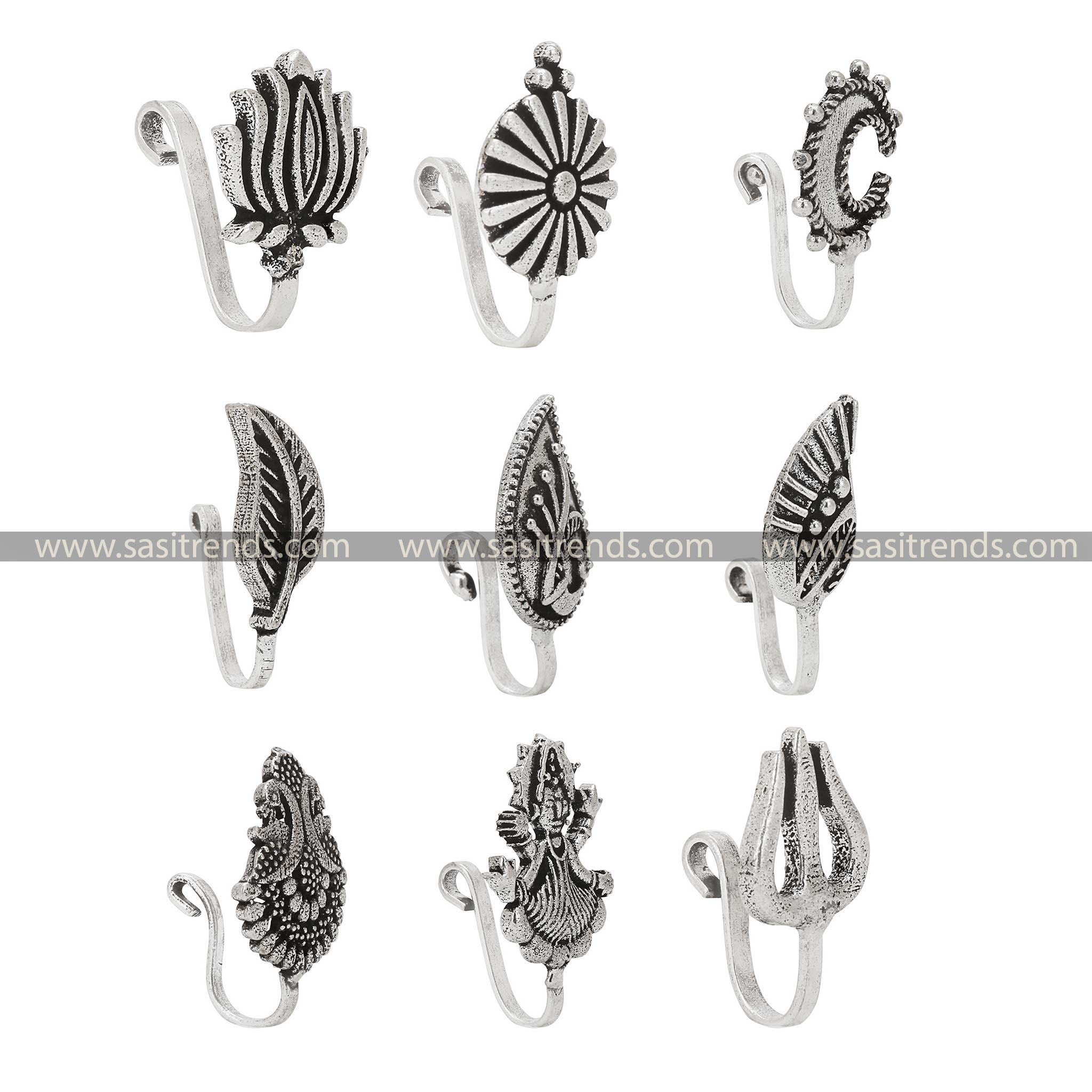 Exquisite Oxidized German Silver Combo Nose Pin Set - Sasitrends - Sasitrends