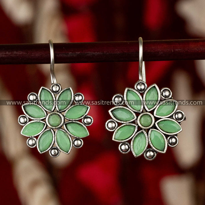 Latest Oxidised Floral Designer Earrings Navarathiri Special Elegance Sasitrends