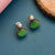 Traditional Charm Meets Trendy Style with Light Green Oval Monalisa Stone Earrings in Oxidized German Silver for Women
