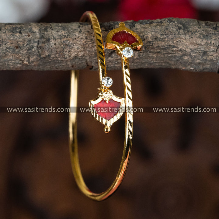 Latest Traditional Micro Gold Plated Red Palakka Kada Bangles