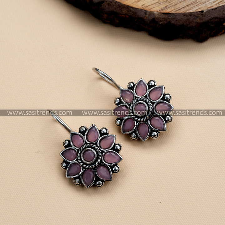 Latest Latest layered Flower Pattern Oxidised German Silver Earrings