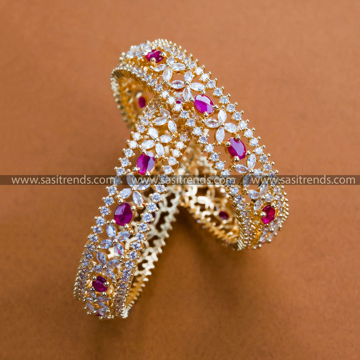 Exquisite Micro Gold Plated AD Bangles