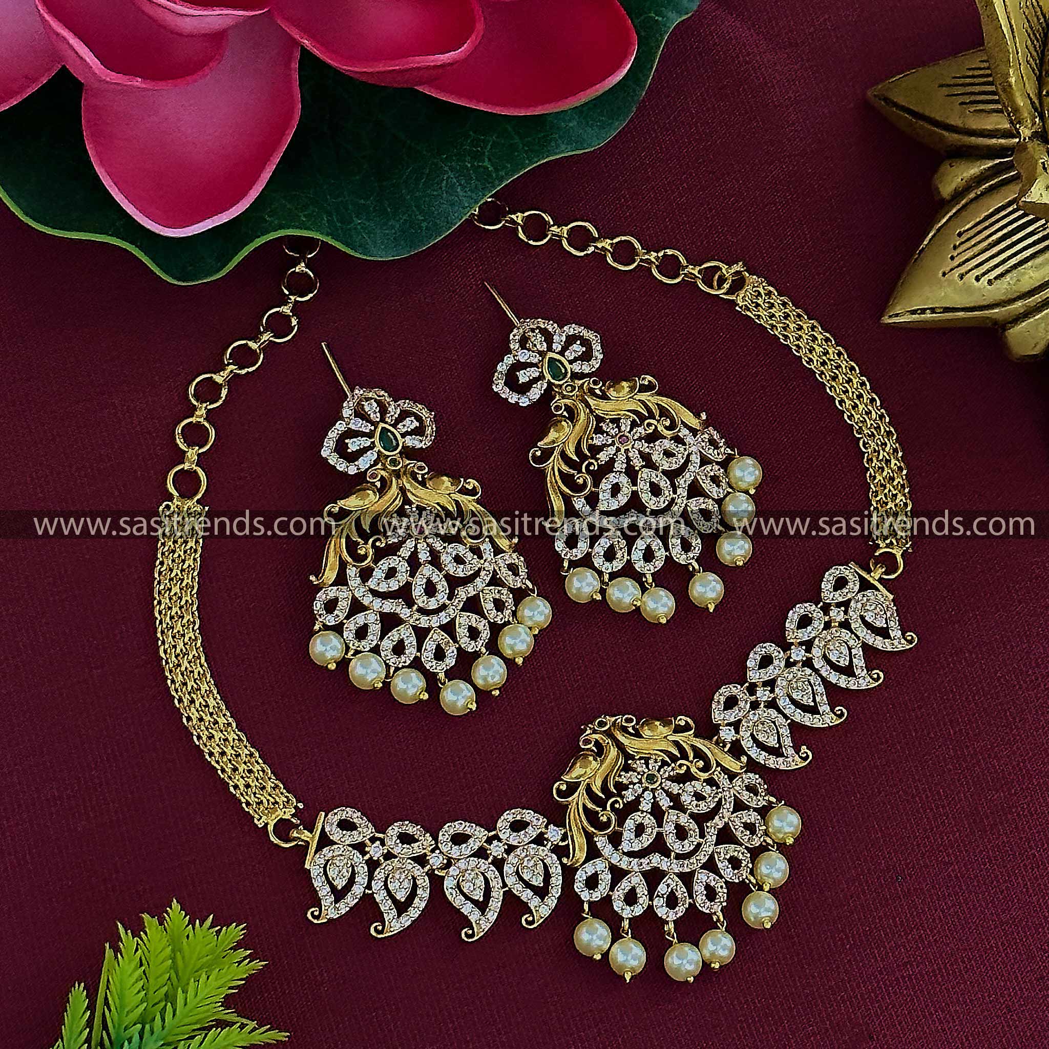 Beautiful ad peacock choker cz stone with ad peacock outlets earrings jewelry set/peacock choker jewellery/ peacock jewellery