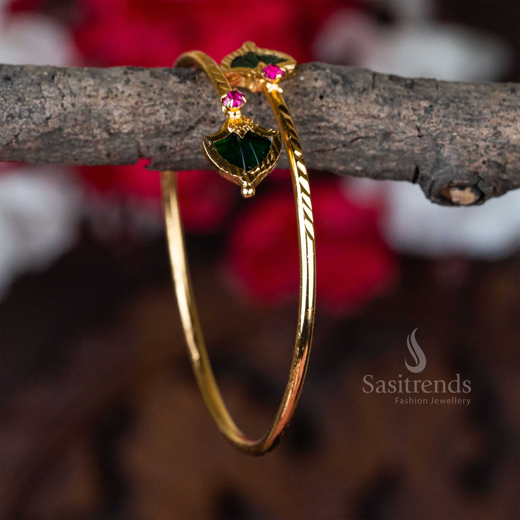 Traditional Kerala Wear Micro Gold Plated Palakka Kada Bangles - Sasitrends