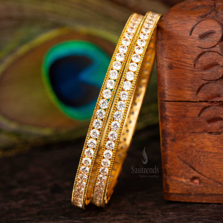 Sasitrends | Elegant Round American Diamond Bangles - Micro Gold Plated