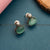 Oval Monalisa Stone Tops Earrings in Oxidized German Silver - Trendy Mint-Colored Stones, Perfect for Traditional Gatherings