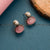 Oxidized German Silver Stud Earrings Adorned with Oval Monalisa Stones in Elegant Pink - Ideal for Women at Traditional Gathering