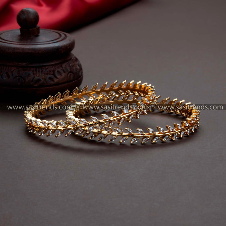 Elegant Traditional Micro Gold AD Bangles - Diwali Collection