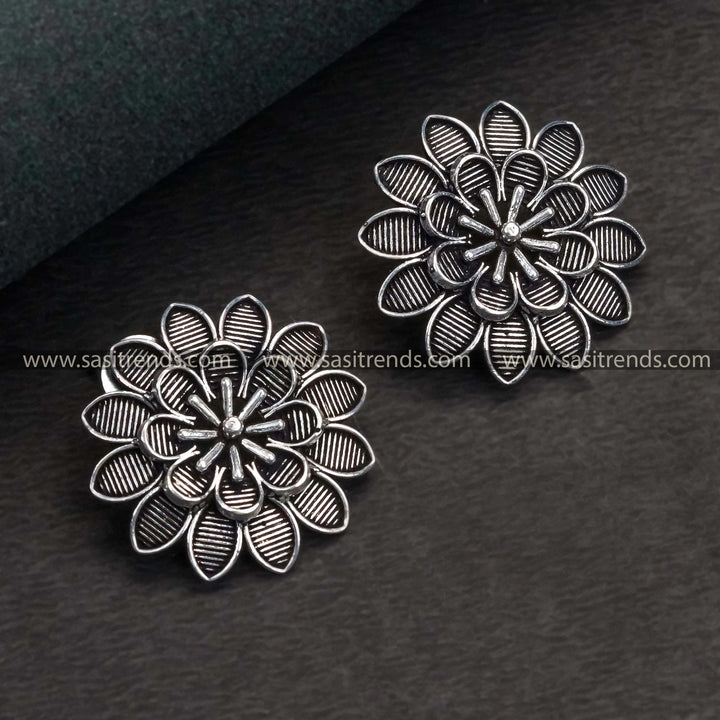 Oxidized German Silver Floral Combo Choker Necklace Set