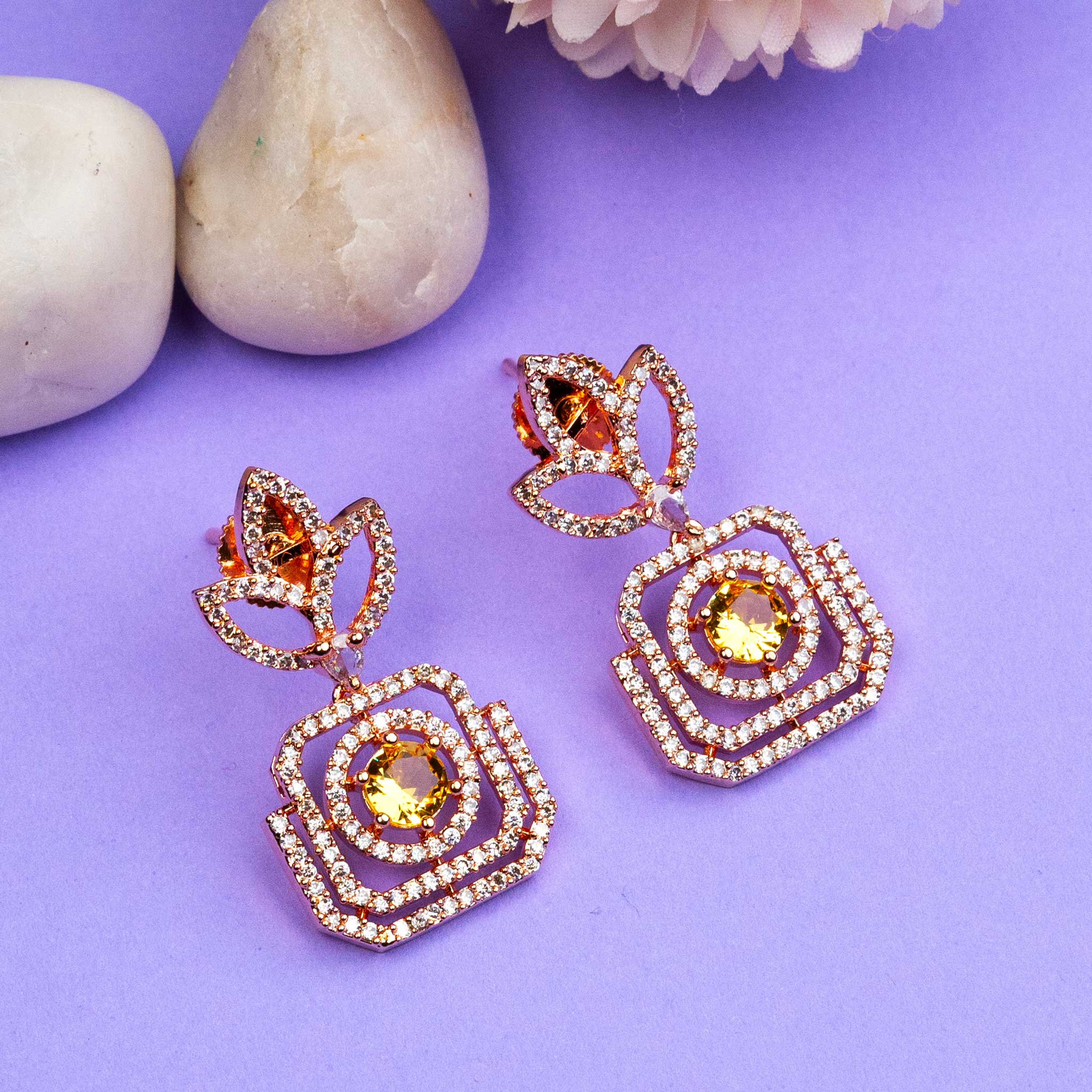 Buy online Rose Gold Plated Ad Studded Modern Chandbali With Pearl Drop  Earrings from Imitation Jewellery for Women by Saraf Rs Jewellery for 989  at 78 off  2023 Limeroadcom