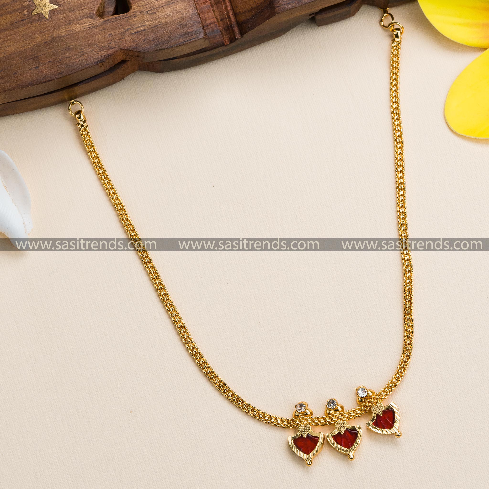 Traditional Kerala Palakka Necklace - Gold Plated Jewellery Set