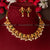 New Traditional Ruby Green Temple Matt Gold Jewellery Set