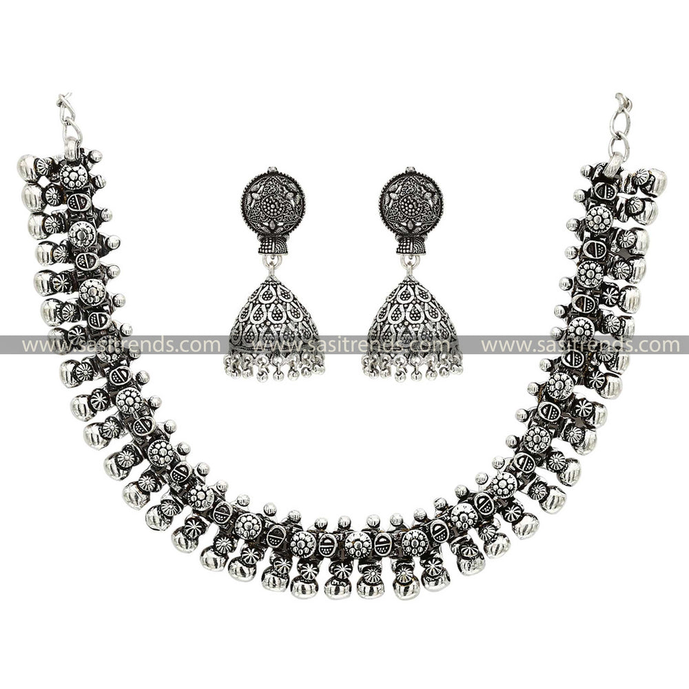 Oxidised Jewellery Set With Jhumka Earrings Sasitrends Online Shopping