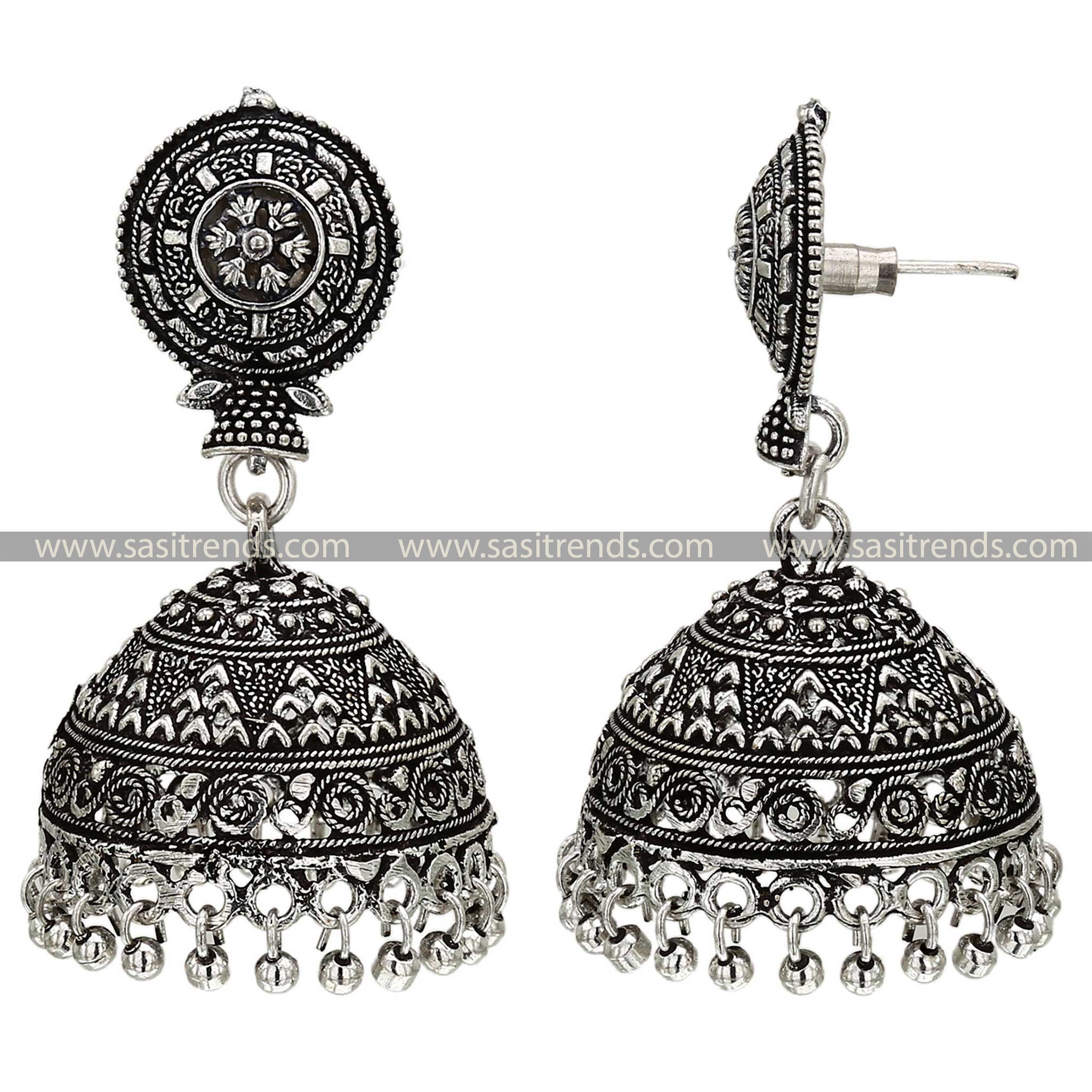 Latest Oxidised Niranjana Jhumka Earrings Sasitrends Online Shopping