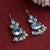 Elegant Oxidised German Silver Hook Stud Earrings with Dangling Pearl | Sasitrends - Sasitrends