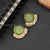Parrot Green Gold Plated Pearls Monalisa Stone Studded Earrings