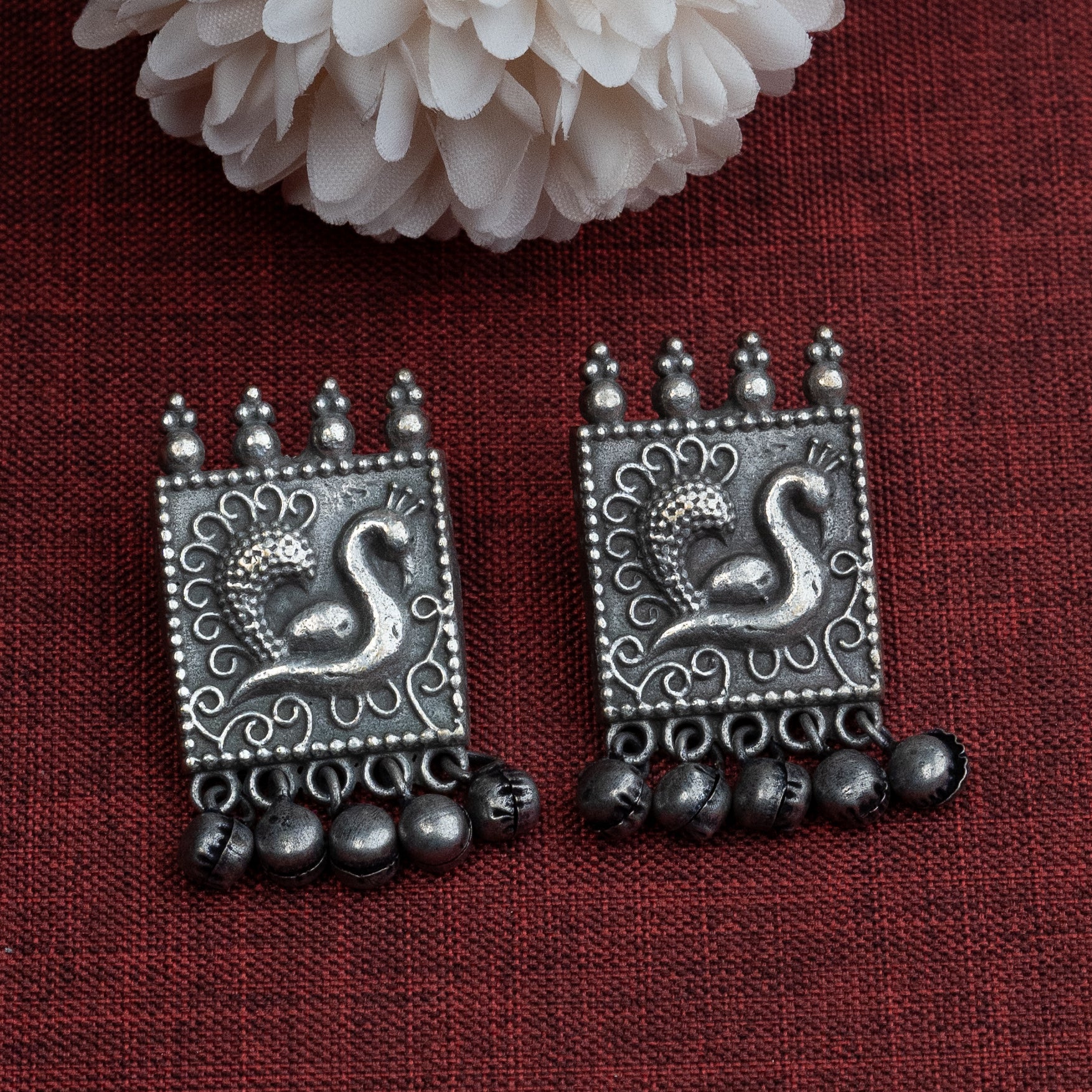 Elegant Peacock Oxidised Earrings with Ghungroo - Versatile Trendsetter