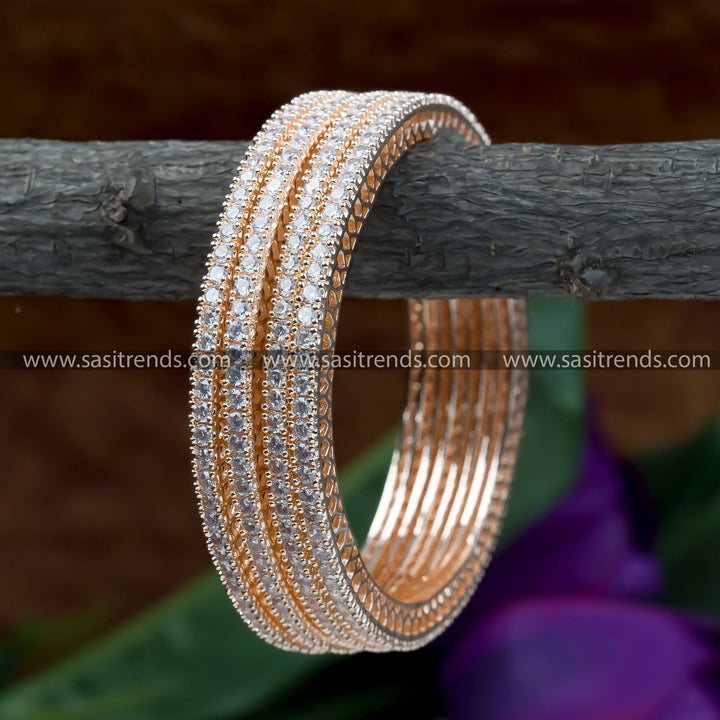 Rose Gold Tone American Diamond Party Bangles